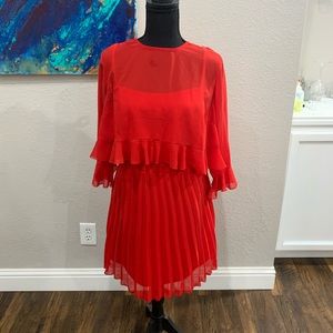 ASOS Red Mini Double Layer Pleated Dress